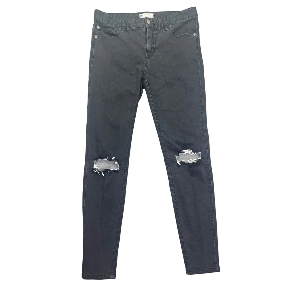 Free People Distressed Knee Skinny Jeans Dark Wash‎ Denim Sz 27 Fits 29